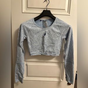 Gymshark Cropped Fleur Texture Blue Long Sleeve